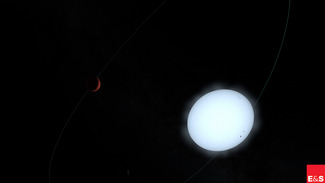 Das Exoplanetensystem WASP-189 im Planetarium, das erste Beobachtungsziel des Schweizer Weltraumteleskops CHEOPS (betrieben von den Universitäten Bern und Genf)