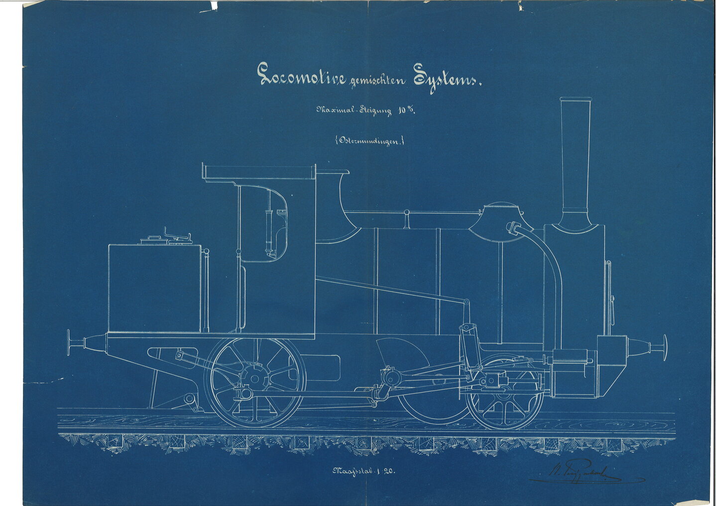 Blaupause vom Gnom, von Niklaus Riggenbach, wohl 1871