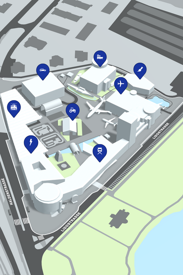 3D Karte des Verkehrshauses in Luzern. 