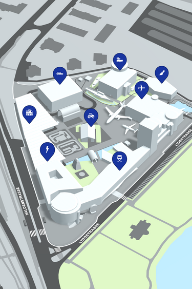3D Karte des Verkehrshauses in Luzern. 
