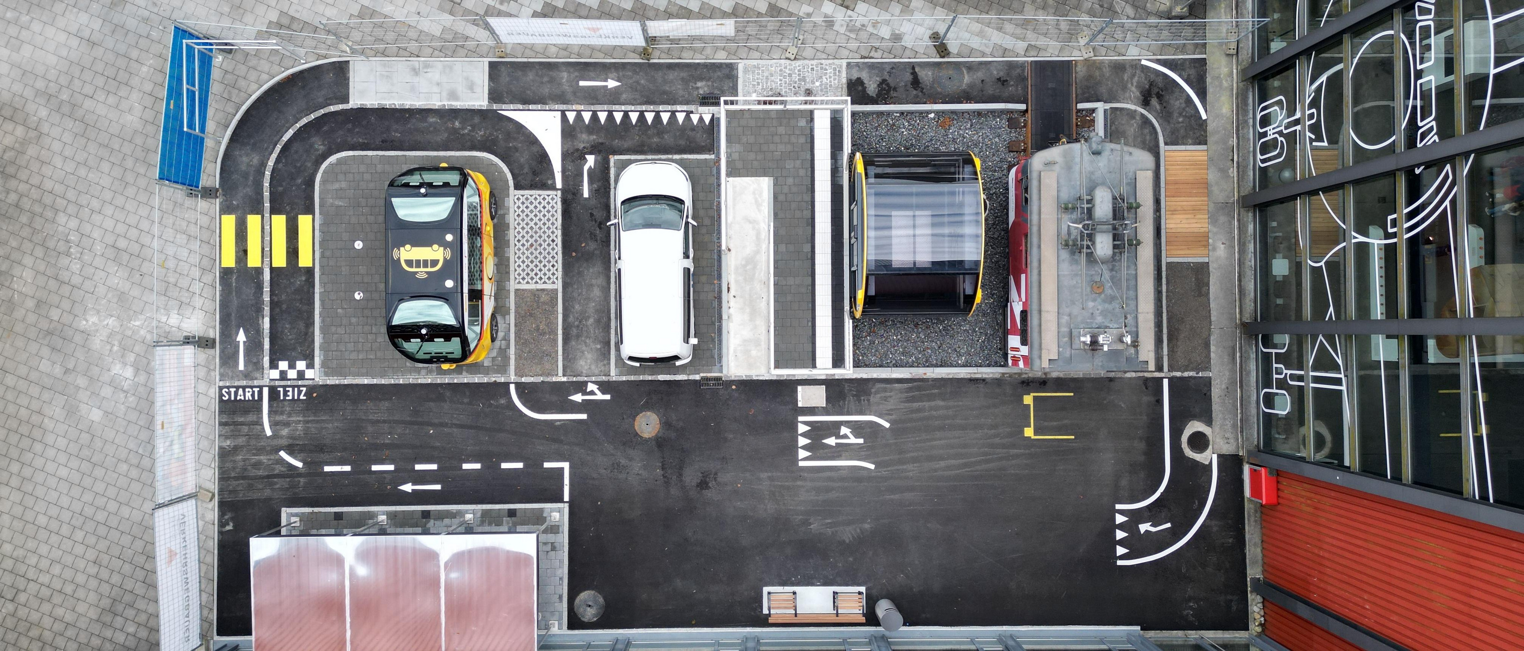 Der Rollstuhl-Parcours Movability aus der Vogelperspektive.